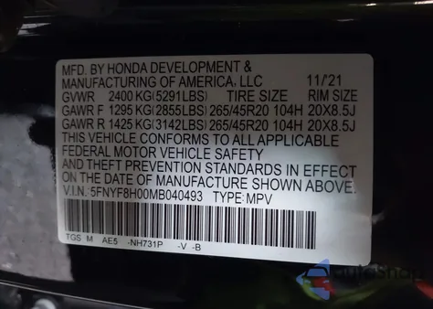 2021 Honda Passport Awd Elite z USA, uszkodzony, nr VIN 5FNYF8H00MB040493